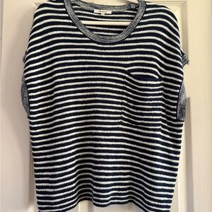 Madewell Navy and White Striped Knit Top